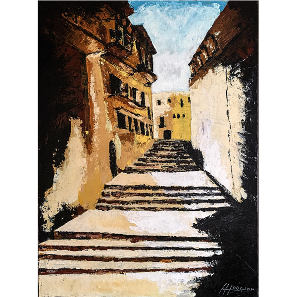 Contemporary Acrylic Painting Color Old San Juan Alley by Henry Hodgson