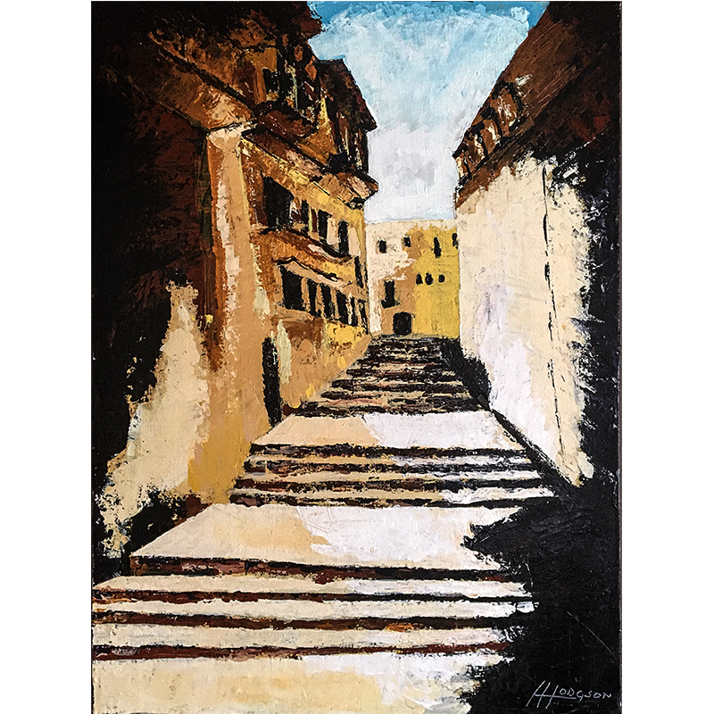Contemporary Acrylic Painting Color Old San Juan Alley by Henry Hodgson