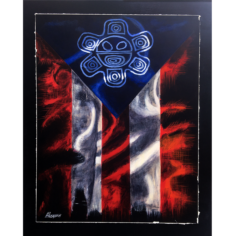 Contemporary Flag Acrylic Painting Color Taino Flag by Henry Hodgson