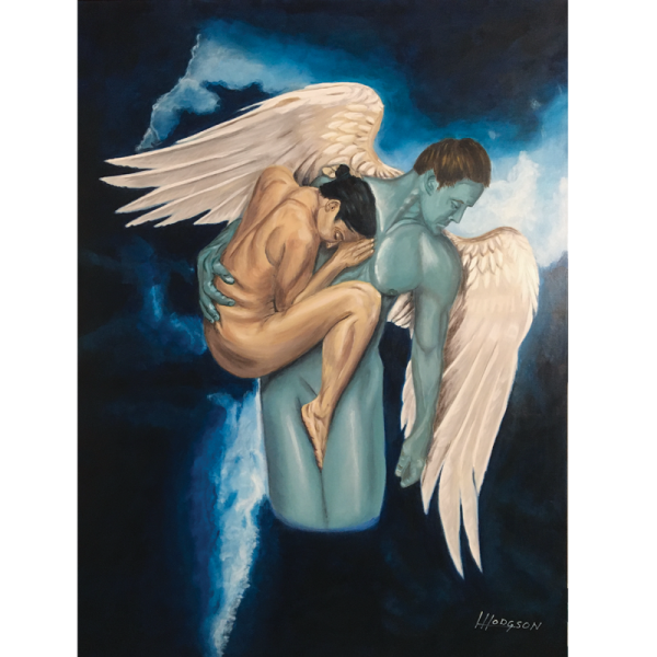 48x36-Acrylic-Contemporary Painting-Angel-Psalm91-by-Henry-Hodgson