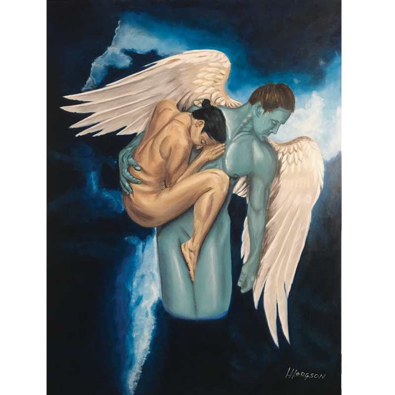 48x36-Acrylic-Contemporary Painting-Angel-Psalm91-by-Henry-Hodgson