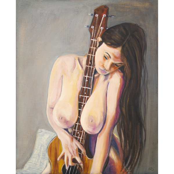 Embrace The Low Notes 19x20 Oil Painting on wood panel